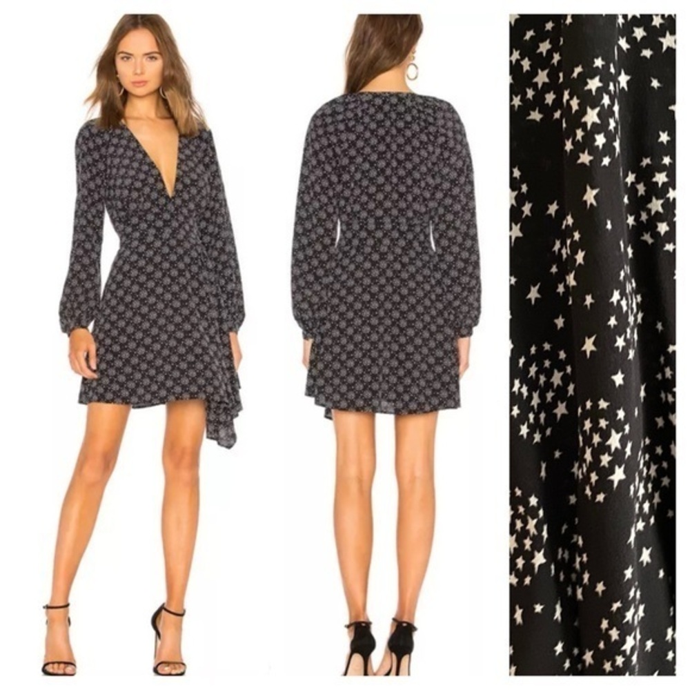 Equipment Black White Star Print Alexandria Silk Mini Dress 4